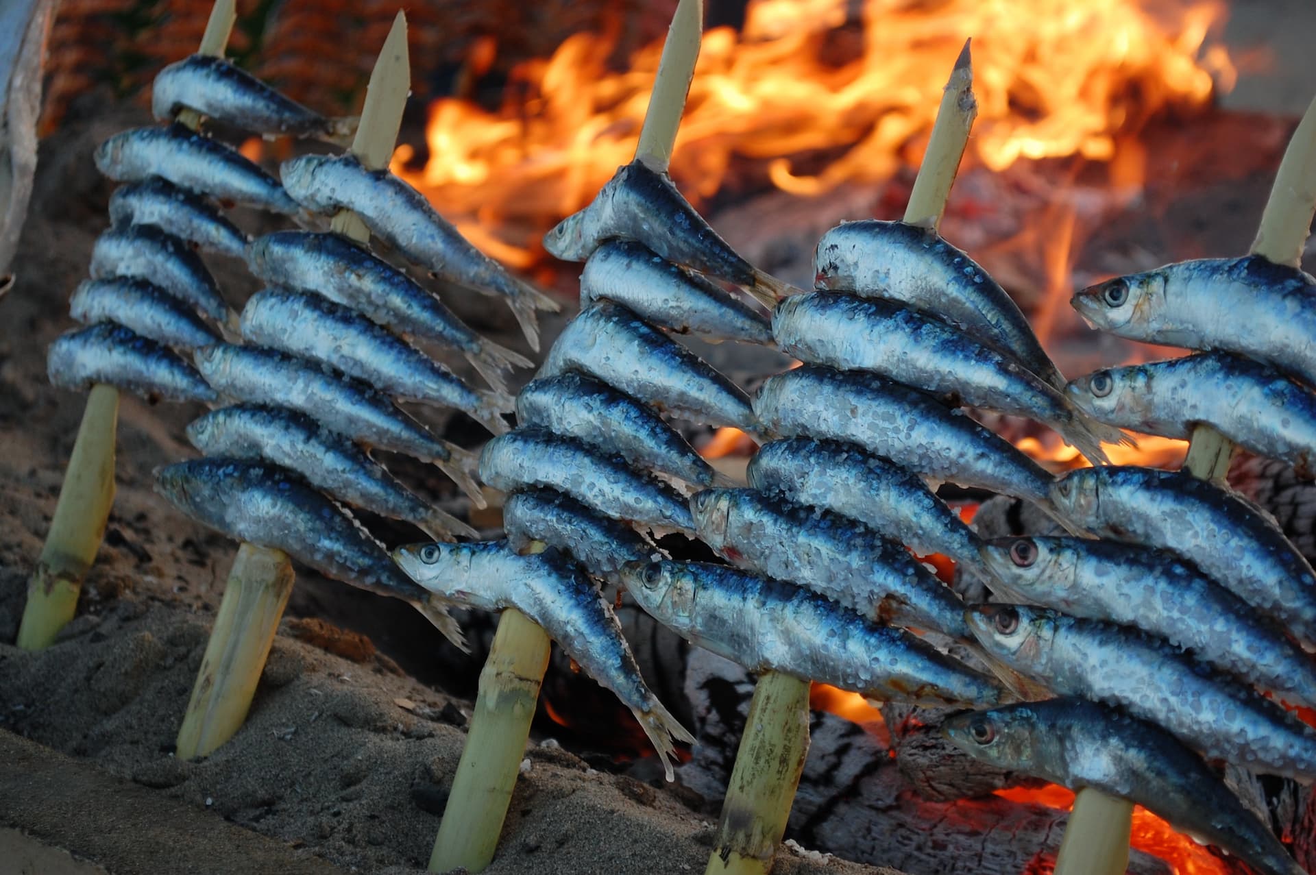 Eating skewers in Malaga